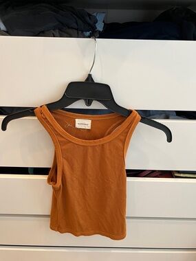 Ribbed Tank Top in Warm Rust Orange